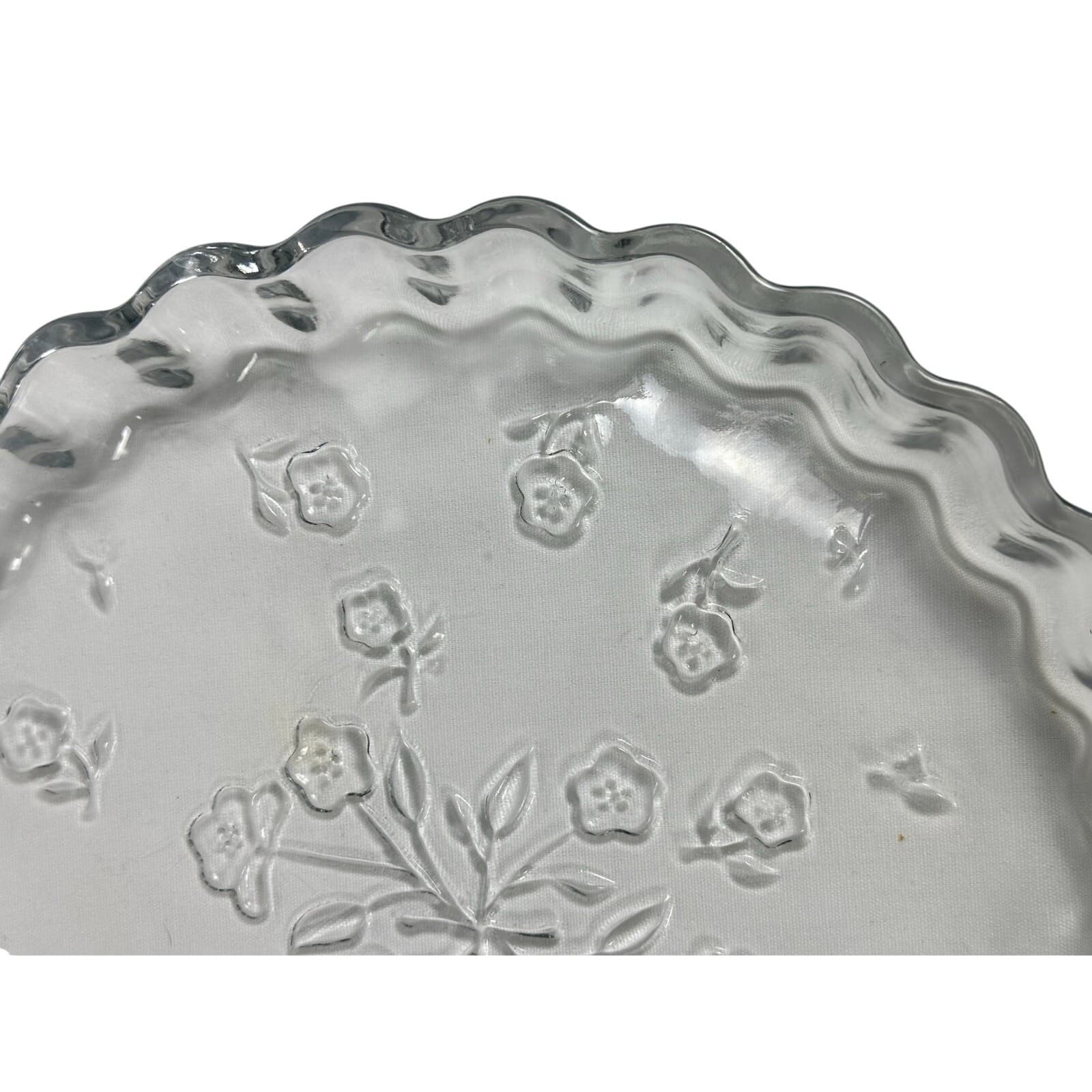 Anchor Hocking Savannah Clear Glass Floral Embossed Pie Plate/Tart/Quiche Dish - Thumbnail 7