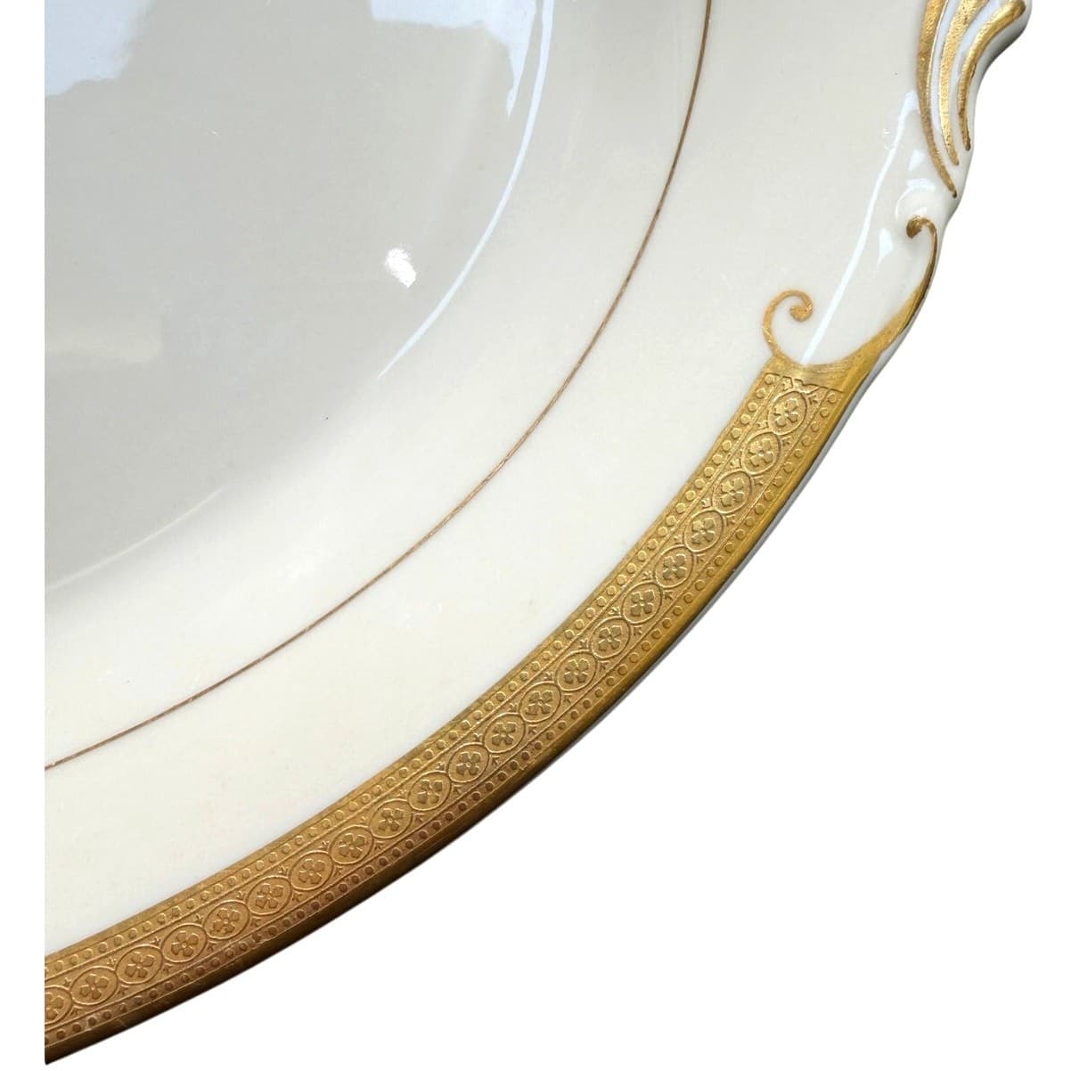 Syracuse China Bracelet Old Ivory Retired Large Oval 12" Gold Encrusted Platter - Thumbnail 7