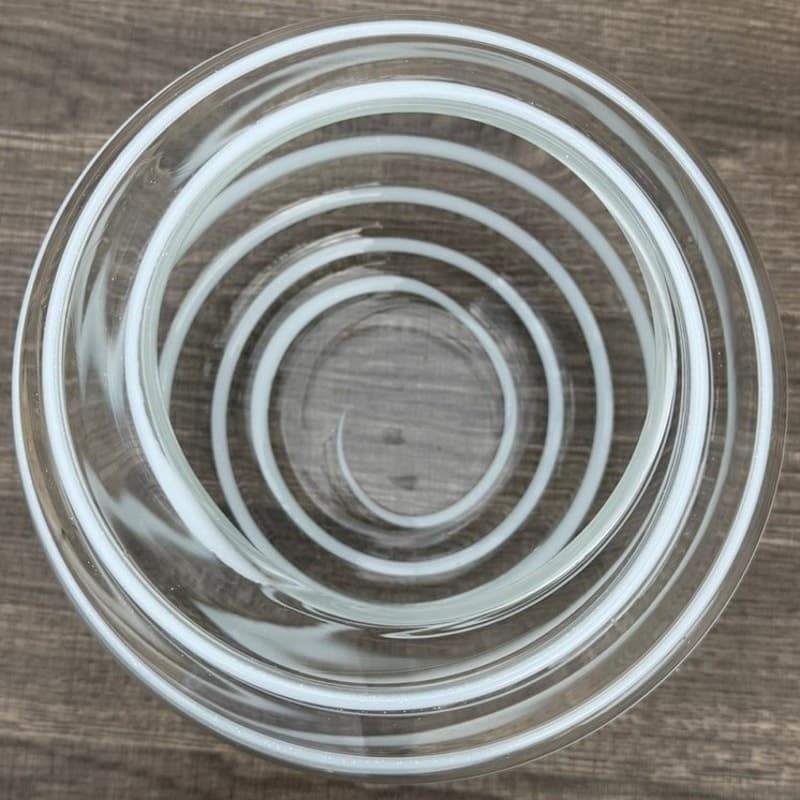 Vintage Hand Blown Clear Art Glass Globe Vase White Spiral Ribbon 7" MCM - Thumbnail 4
