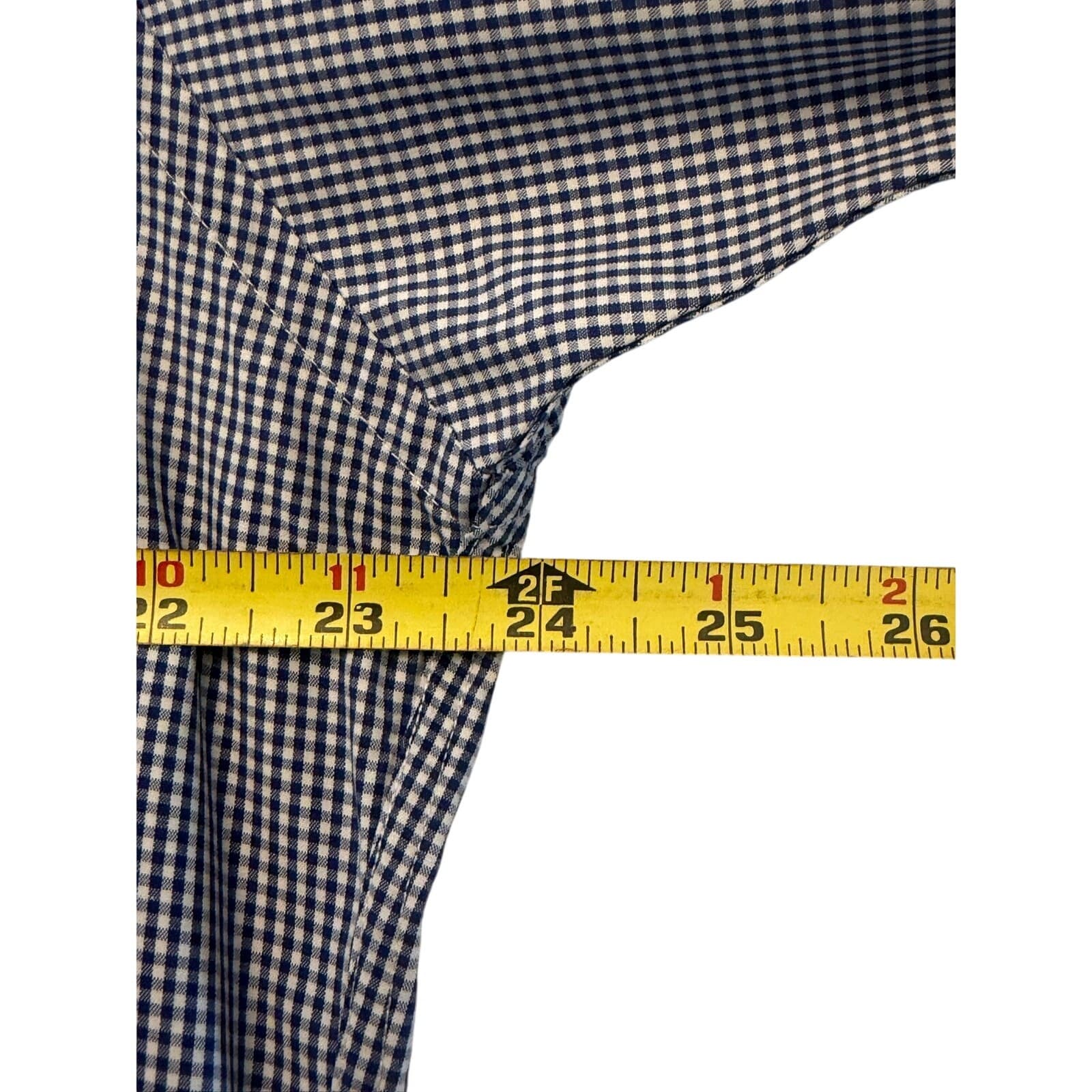 Tommy Hilfiger Men's 15.5 34 Blue White Gingham Short Sleeve Button Shirt - Thumbnail 6