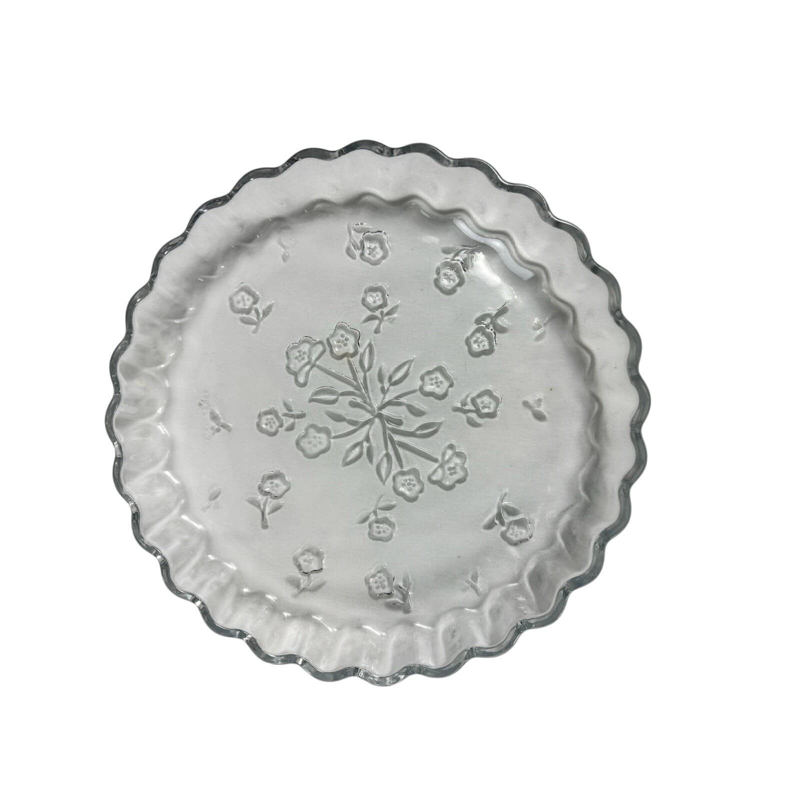 Anchor Hocking Savannah Clear Glass Floral Embossed Pie Plate/Tart/Quiche Dish - Thumbnail 2