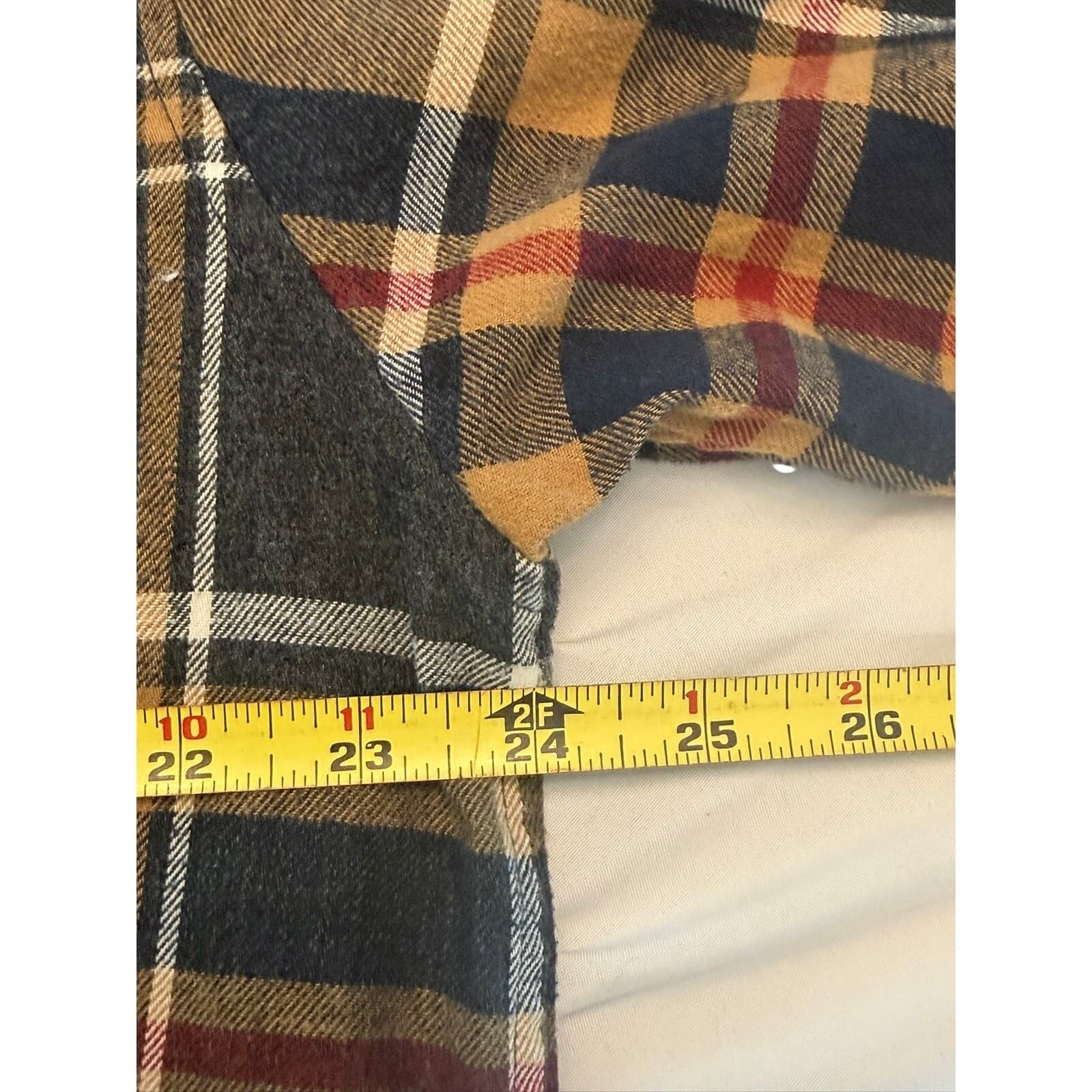Weatherproof Vintage Men's XL Plaid Flannel Button Down Shirt Gray Tan Cotton - Thumbnail 6