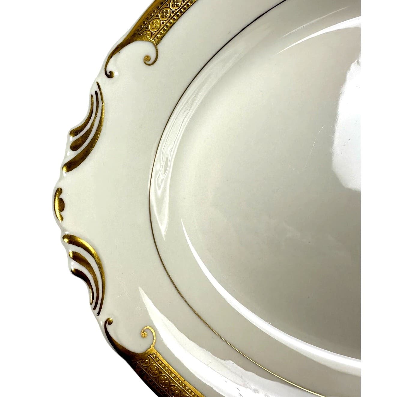 Syracuse China Bracelet Old Ivory Retired Large Oval 14" Gold Encrusted Platter - Thumbnail 5