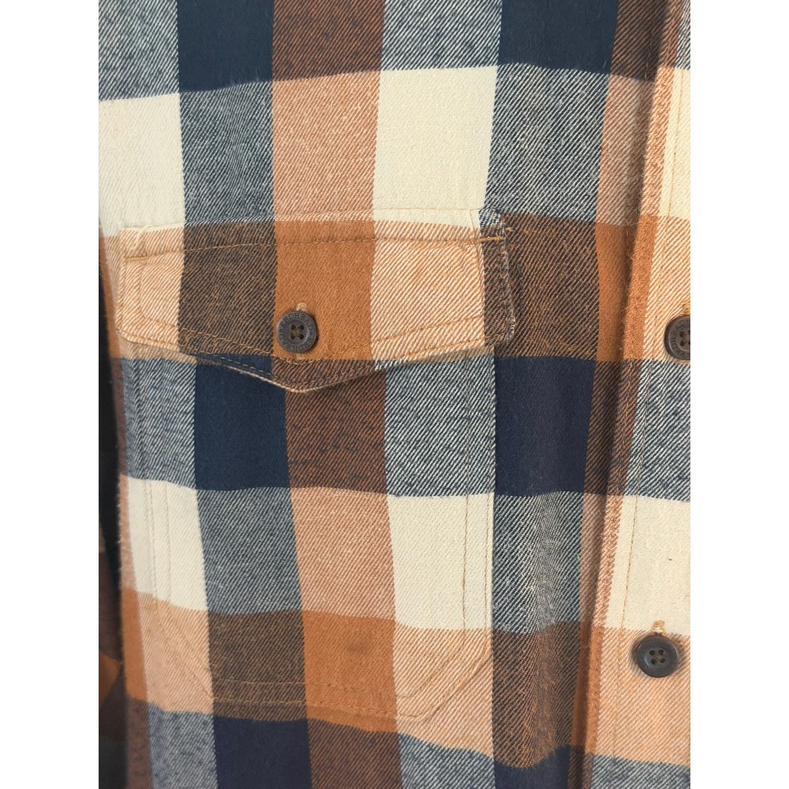 RedHead Men's Large Plaid Flannel Shirt Brown Blue Button Front Long Sleeve1909 - Thumbnail 3