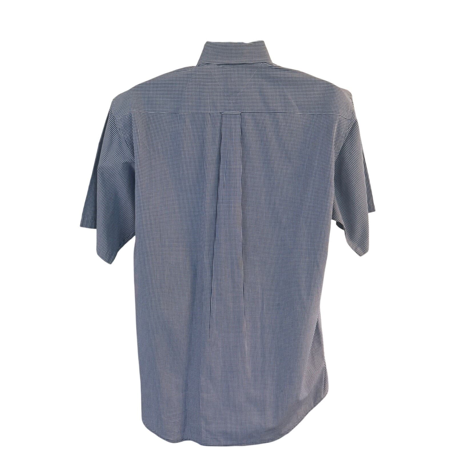 Tommy Hilfiger Men's 15.5 34 Blue White Gingham Short Sleeve Button Shirt - Thumbnail 4
