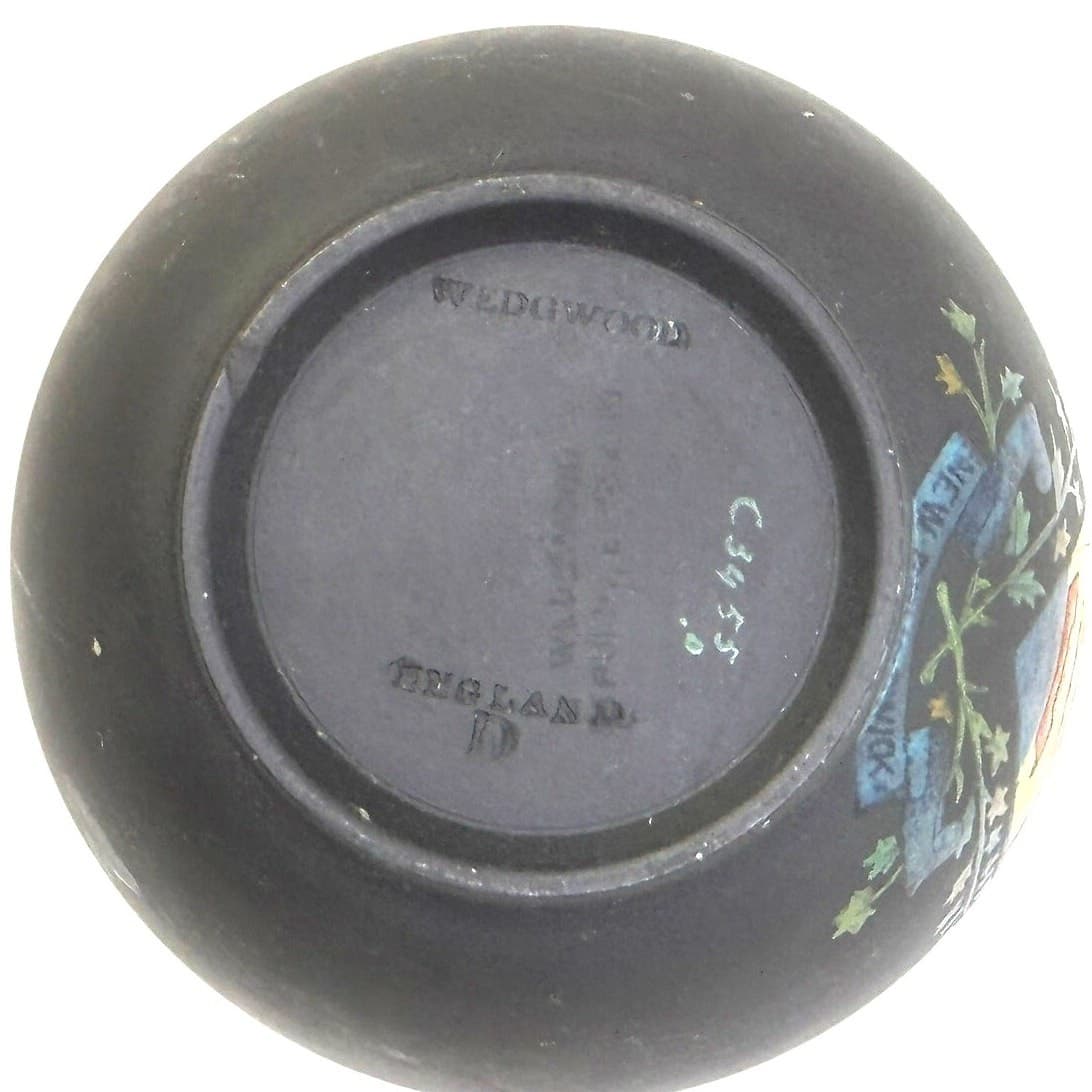 Wedgwood c.1890-1920 Kenlock Ware Black Basalt Creamer/Sugar New Brunswick Crest - Thumbnail 10