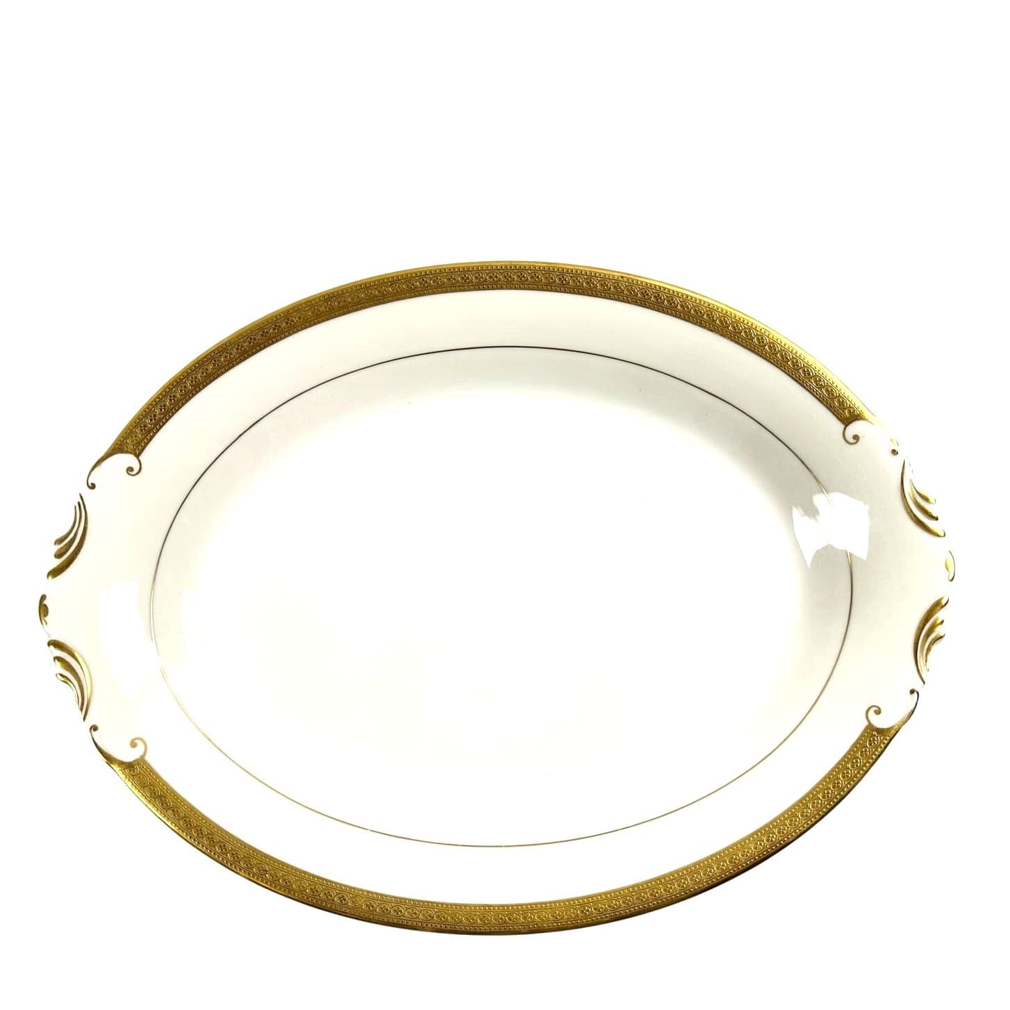 Syracuse China Bracelet Old Ivory Retired Large Oval 14" Gold Encrusted Platter - Thumbnail 3
