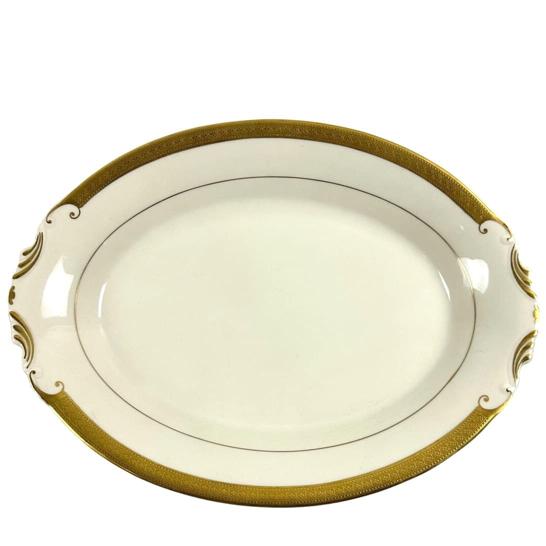 Syracuse China Bracelet Old Ivory Retired Large Oval 12" Gold Encrusted Platter - Thumbnail 3