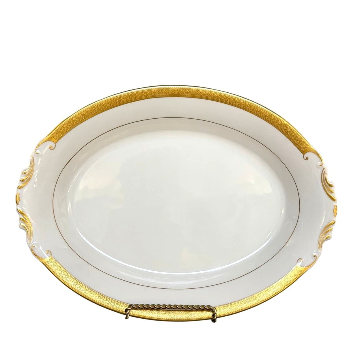 Syracuse China Bracelet Old Ivory Retired Large Oval 14" Gold Encrusted Platter - Thumbnail 4