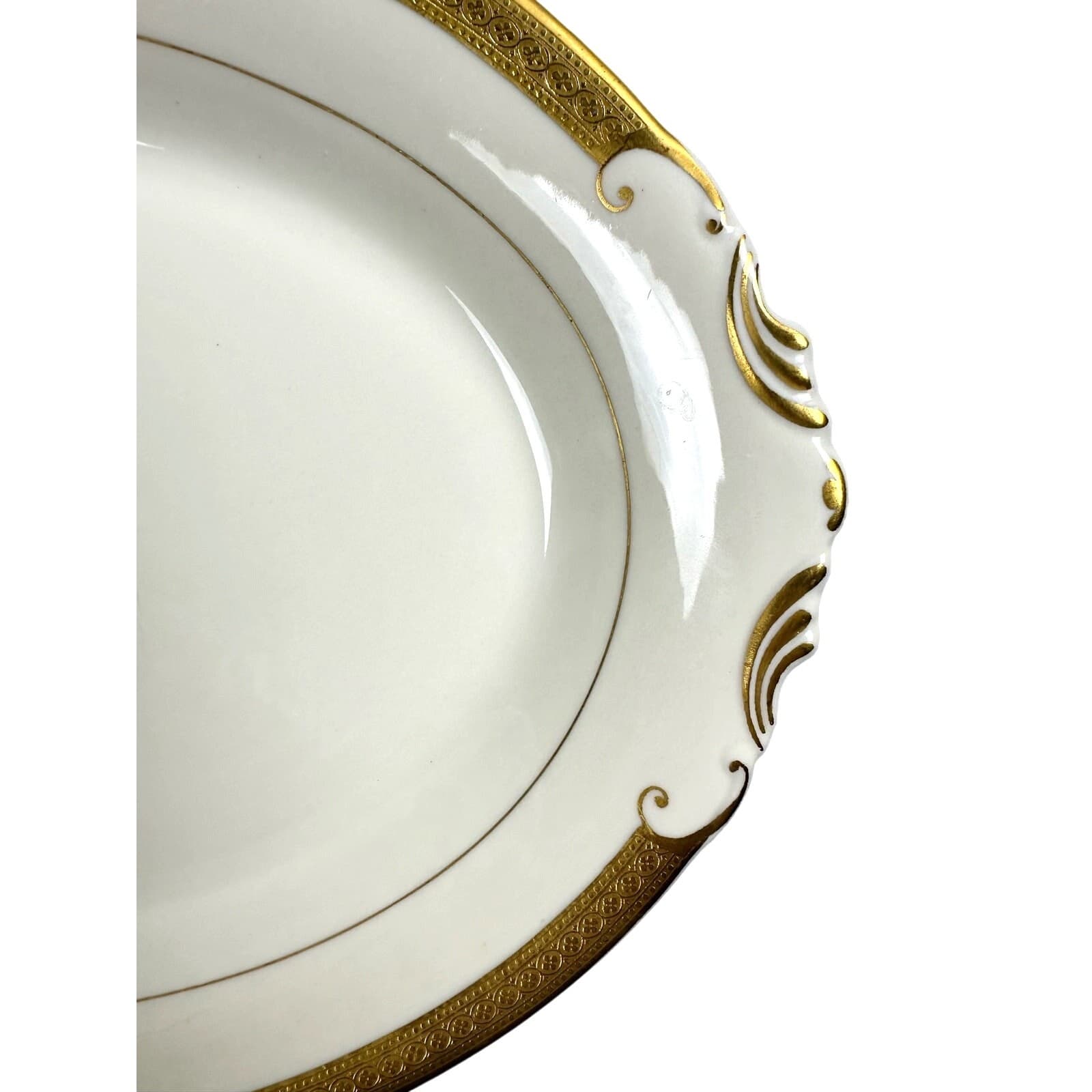 Syracuse China Bracelet Old Ivory Retired Large Oval 14" Gold Encrusted Platter - Thumbnail 7
