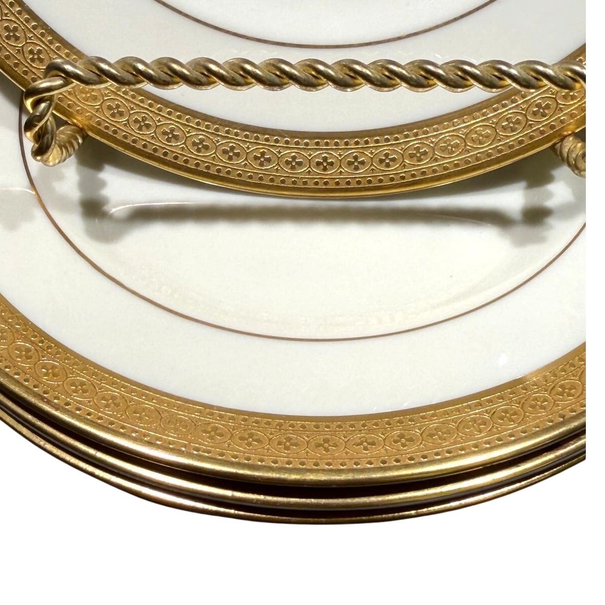 Syracuse China Bracelet Old Ivory Retired Bread Plates Encrusted Gold-Set of 4 - Thumbnail 2