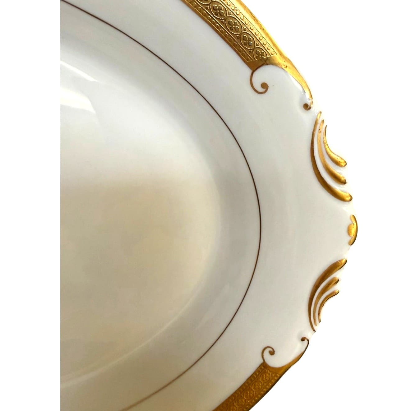 Syracuse China Bracelet Old Ivory Retired Large Oval 12" Gold Encrusted Platter - Thumbnail 2