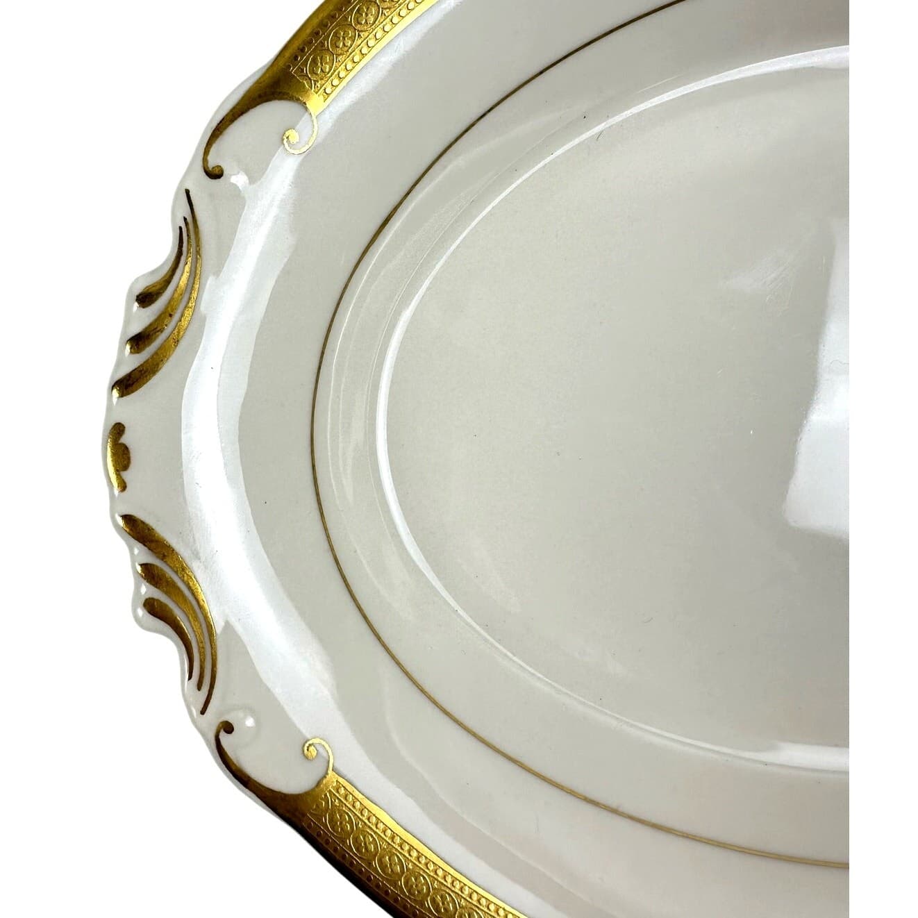 Syracuse China Bracelet Old Ivory Retired Large Oval 12" Gold Encrusted Platter - Thumbnail 6