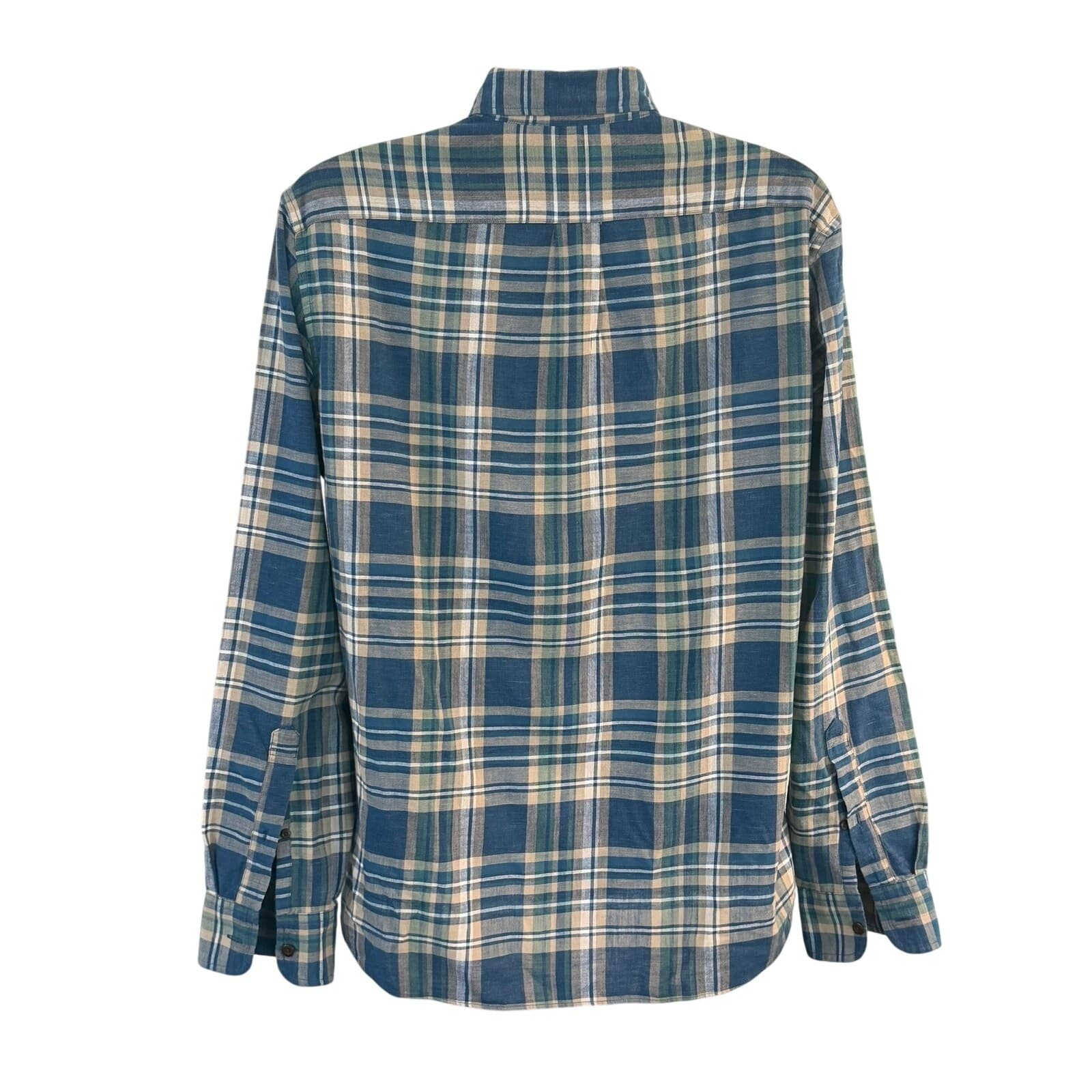 J.Crew Mercantile Men's Large Blue Plaid Button Front Shirt 100% Cotton L - Thumbnail 3