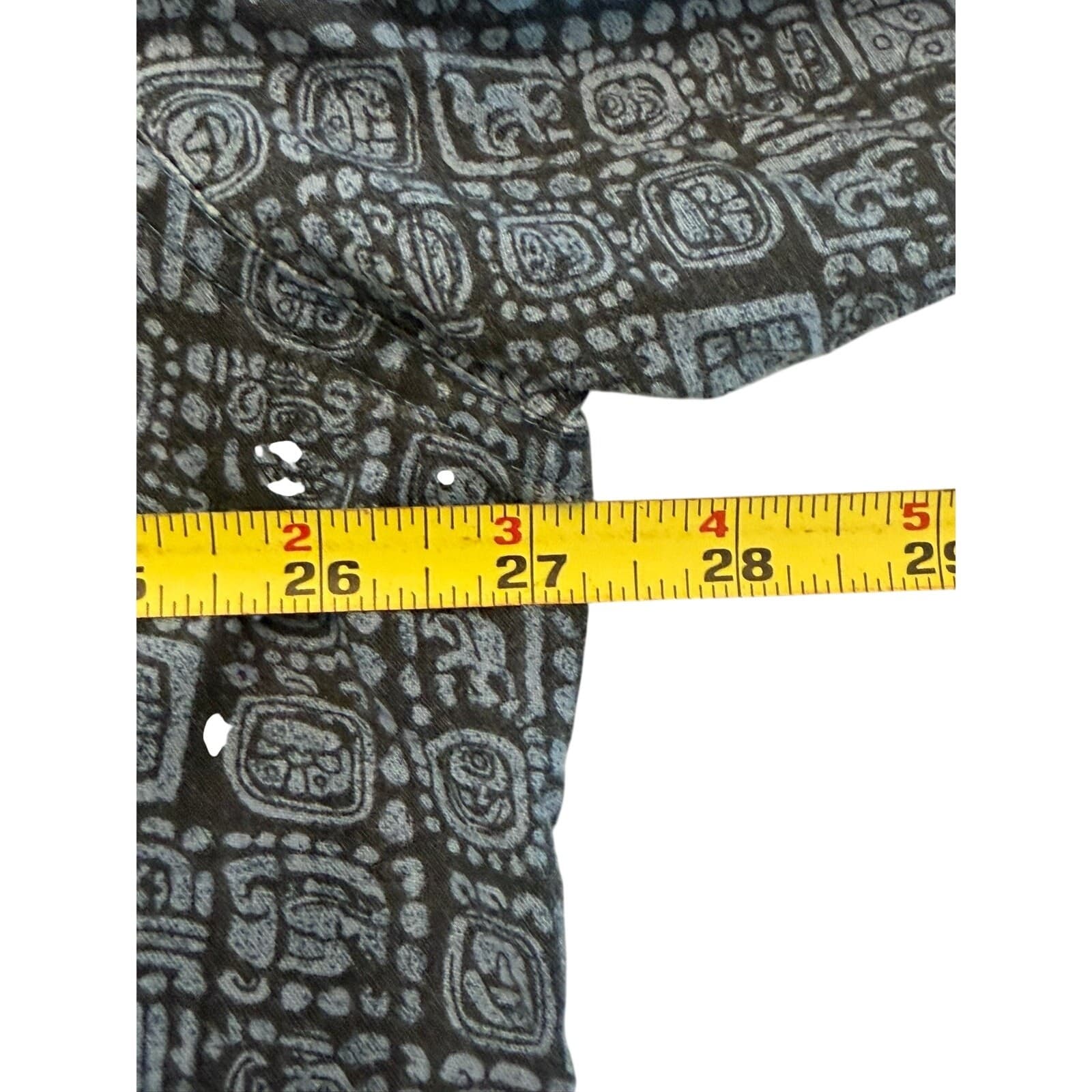 L.L.Bean Traditonal Fit XL Blue Gray Geometric Camp Shirt 100% Cotton EUC - Thumbnail 5