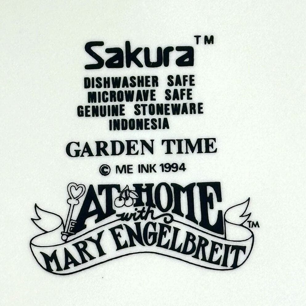 Sakura Mary Engelbreit 1994 Garden Time 9.5" Serving Bowl Excellent Condition! - Thumbnail 6