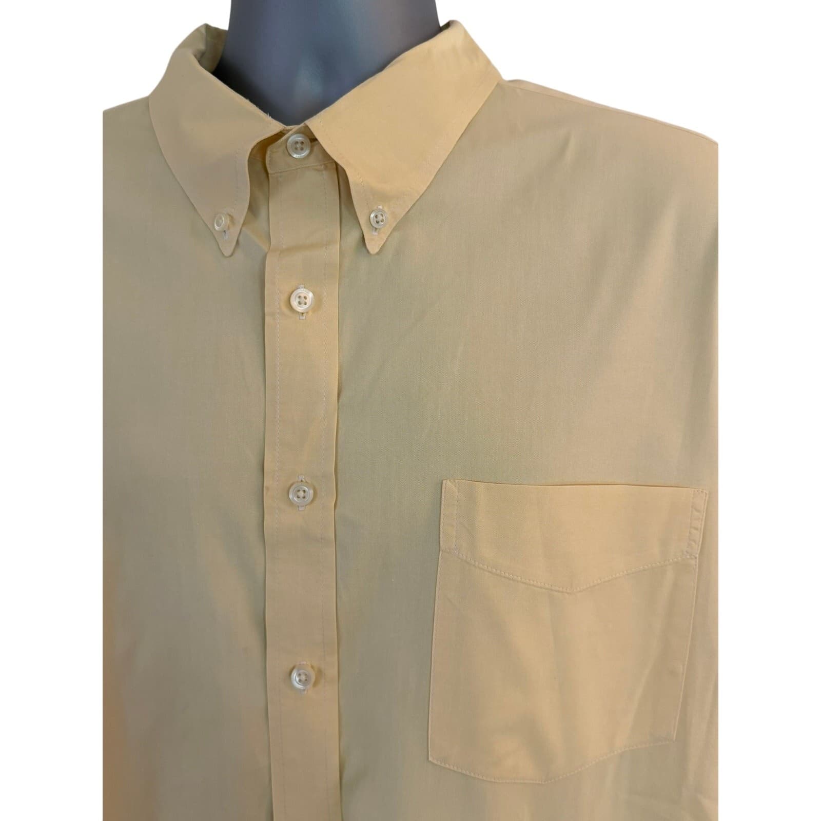 GAP Men's XL Yellow Button Front Dress Shirt Long Sleeve 100% Cotton Pocket - Thumbnail 2