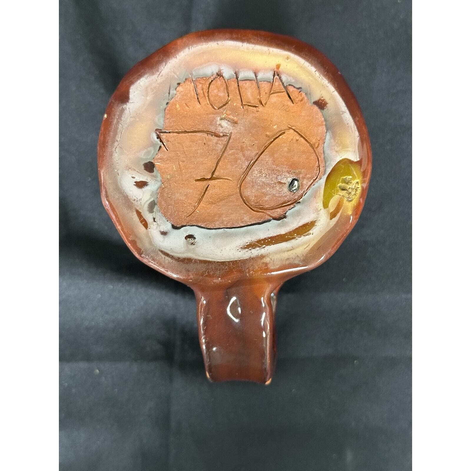Hand Made Brown Pottery Signed Glazed Coffee Tea Mug - Thumbnail 6