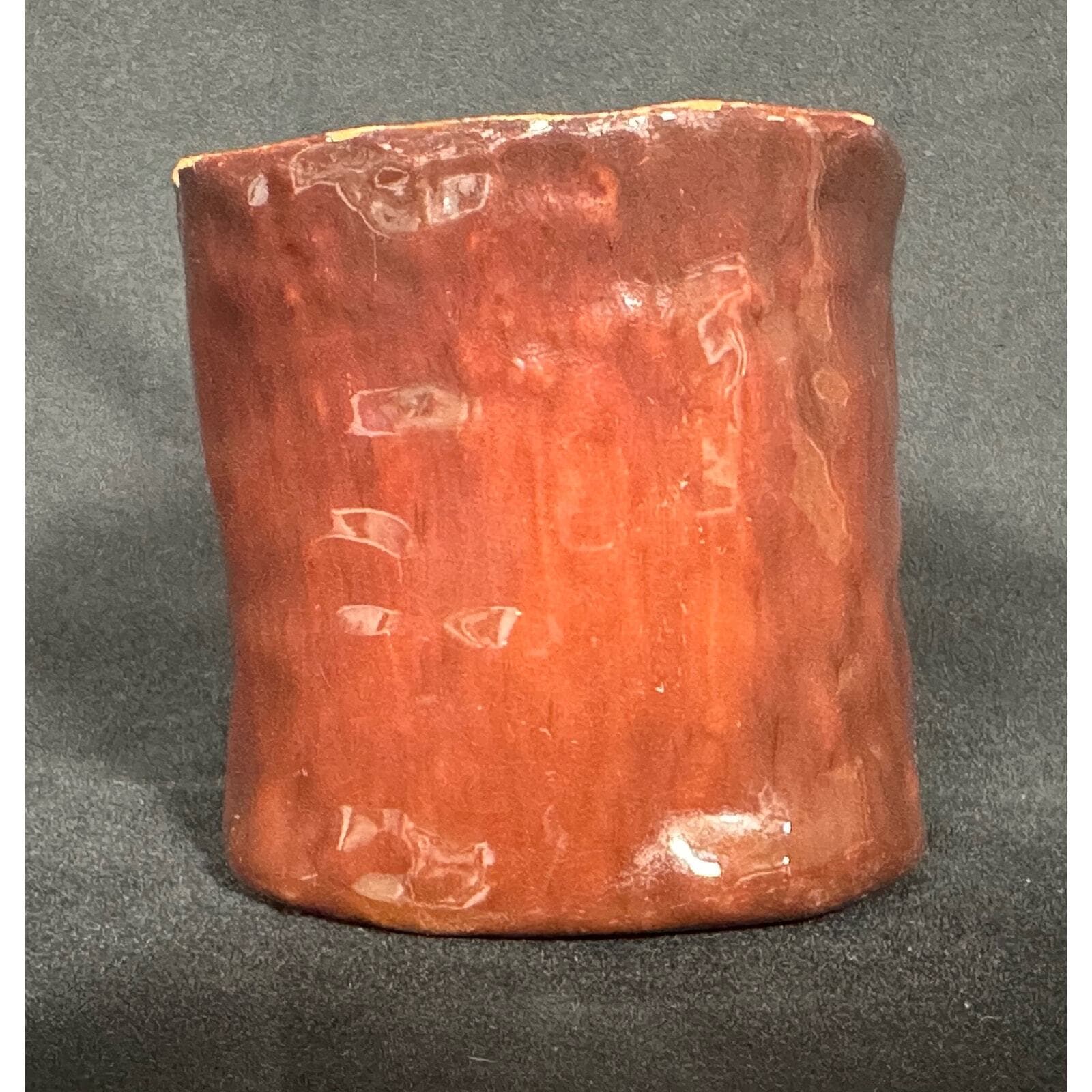 Hand Made Brown Pottery Signed Glazed Coffee Tea Mug - Thumbnail 3