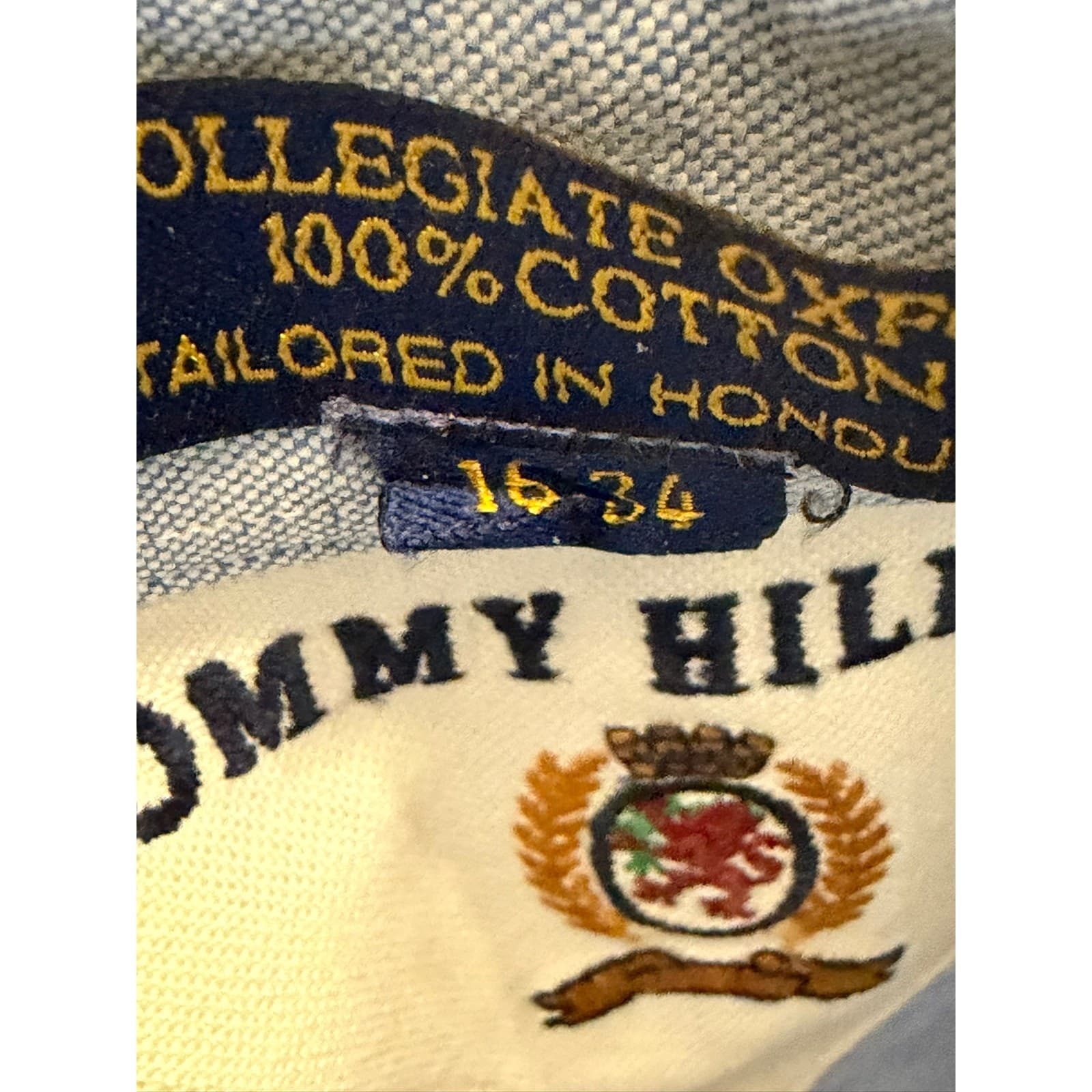 Tommy Hilfiger Oxford Dress Shirt Mens 16-34 Blue Button Down 100% Cotton - Thumbnail 7