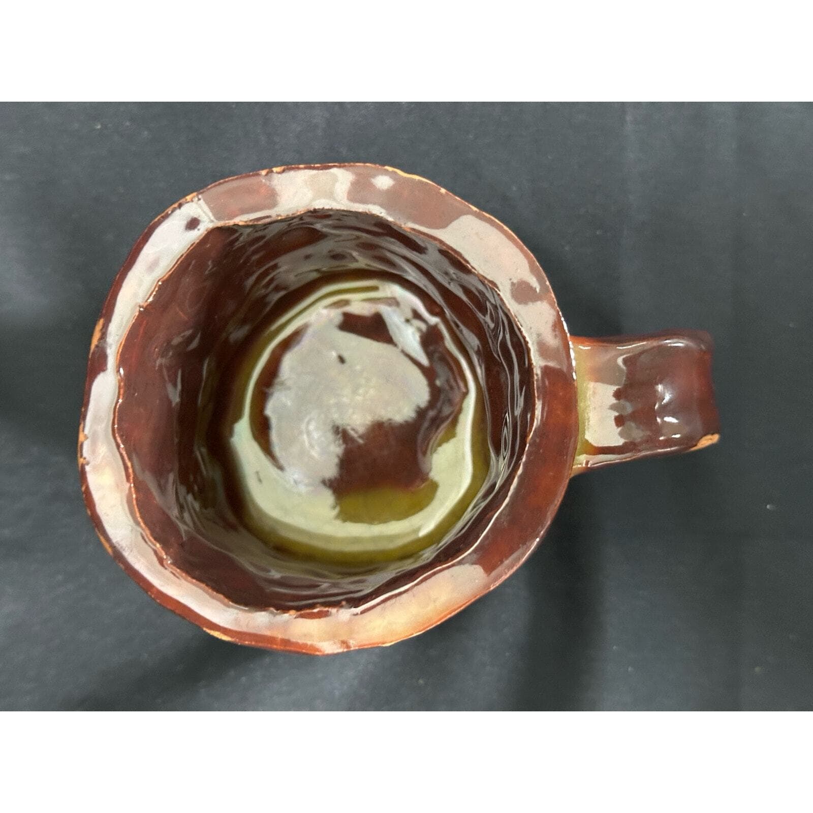 Hand Made Brown Pottery Signed Glazed Coffee Tea Mug - Thumbnail 5