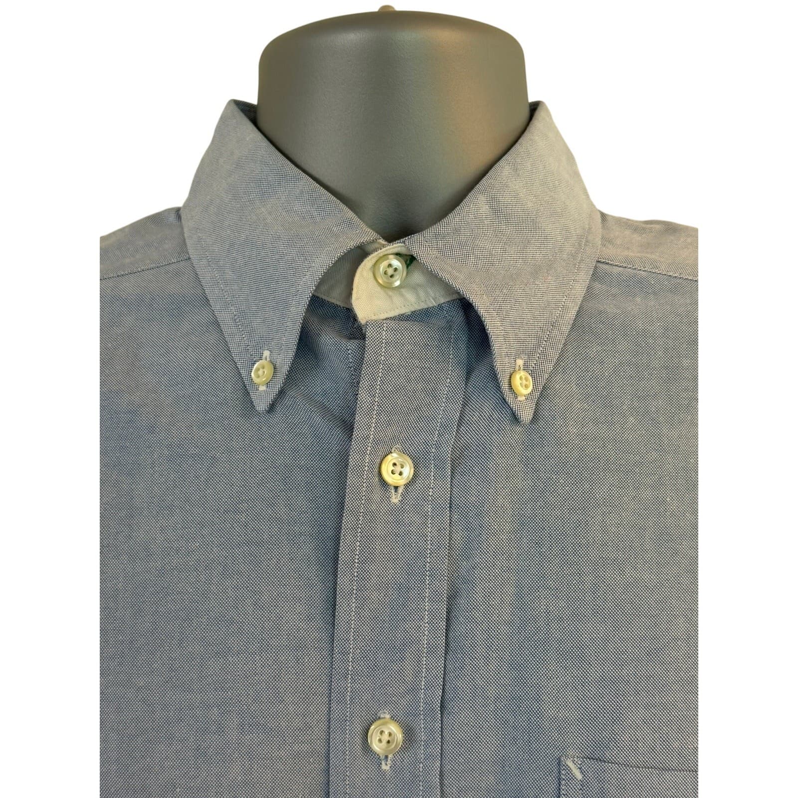 Tommy Hilfiger Oxford Dress Shirt Mens 16-34 Blue Button Down 100% Cotton - Thumbnail 2