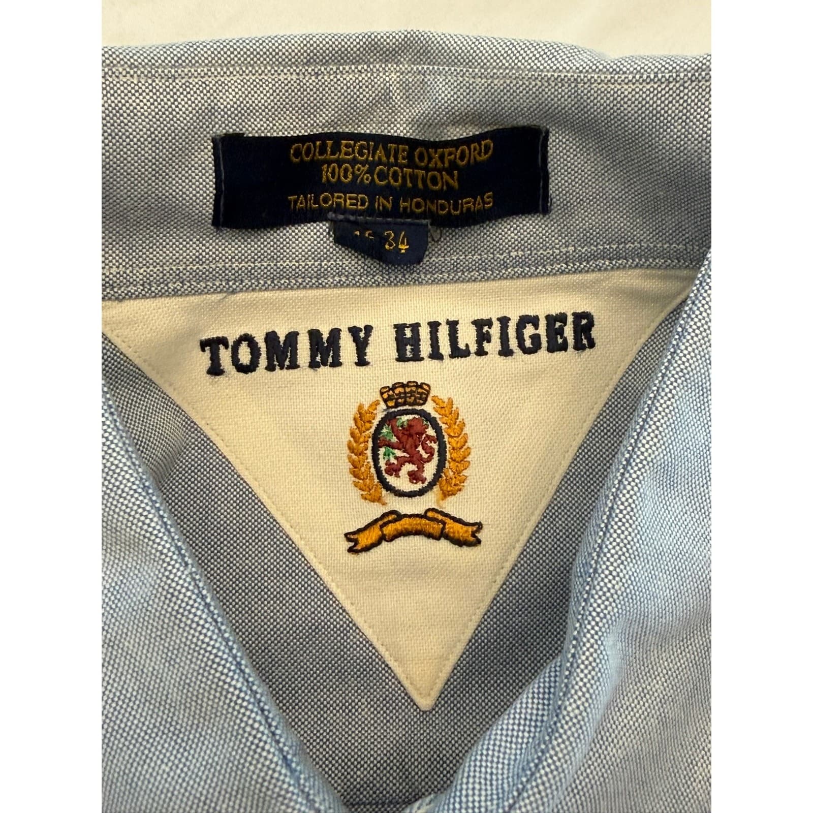 Tommy Hilfiger Oxford Dress Shirt Mens 16-34 Blue Button Down 100% Cotton - Thumbnail 6