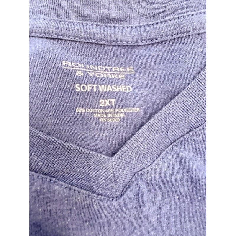 Roundtree & Yorke 2XT Tall V-Neck T-Shirts Lot 2 Blue Heather Black Soft Washed - Thumbnail 3