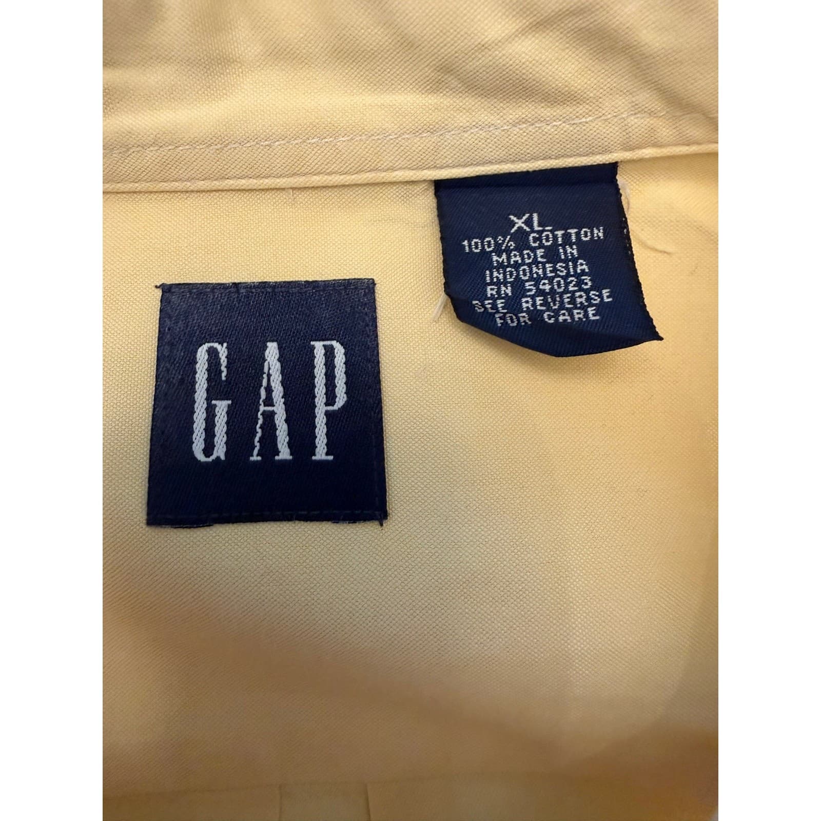 GAP Men's XL Yellow Button Front Dress Shirt Long Sleeve 100% Cotton Pocket - Thumbnail 4