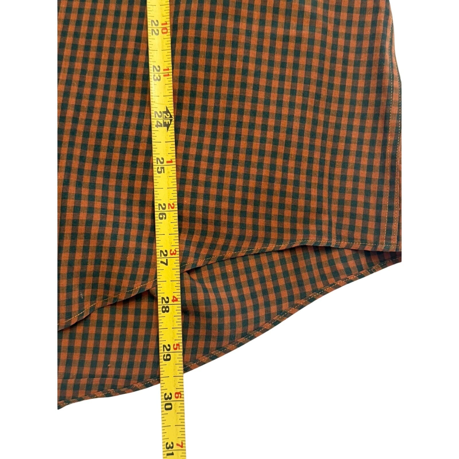 Lands' End Mens XL Button Down Shirt Brown Rust Gingham Check Long Sleeve - Thumbnail 7