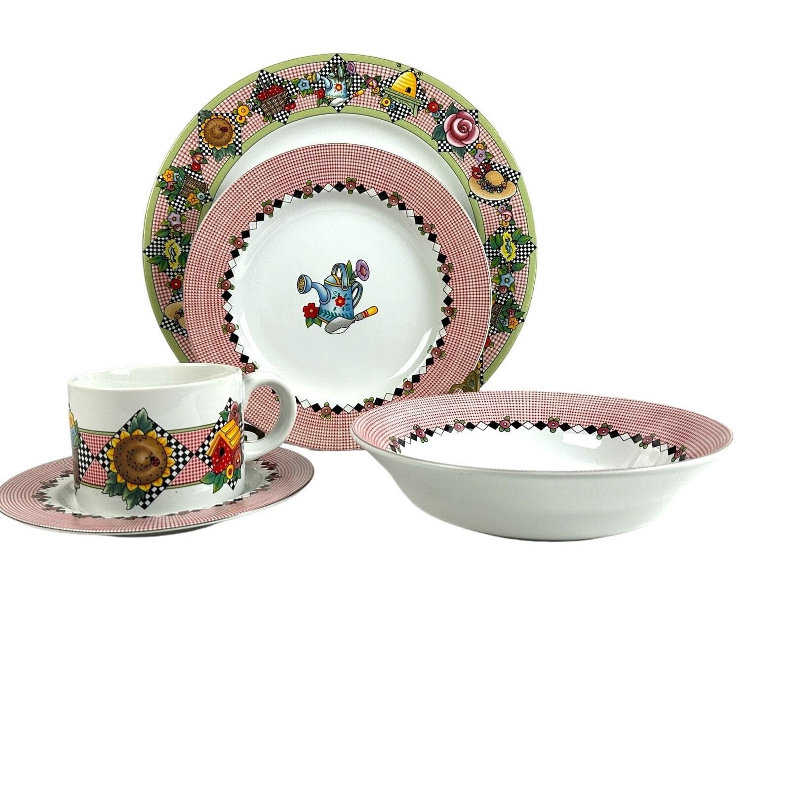 Sakura Mary Engelbreit 1994 Garden Time 5-PC Place Setting-Excellent Condition! - Thumbnail 2