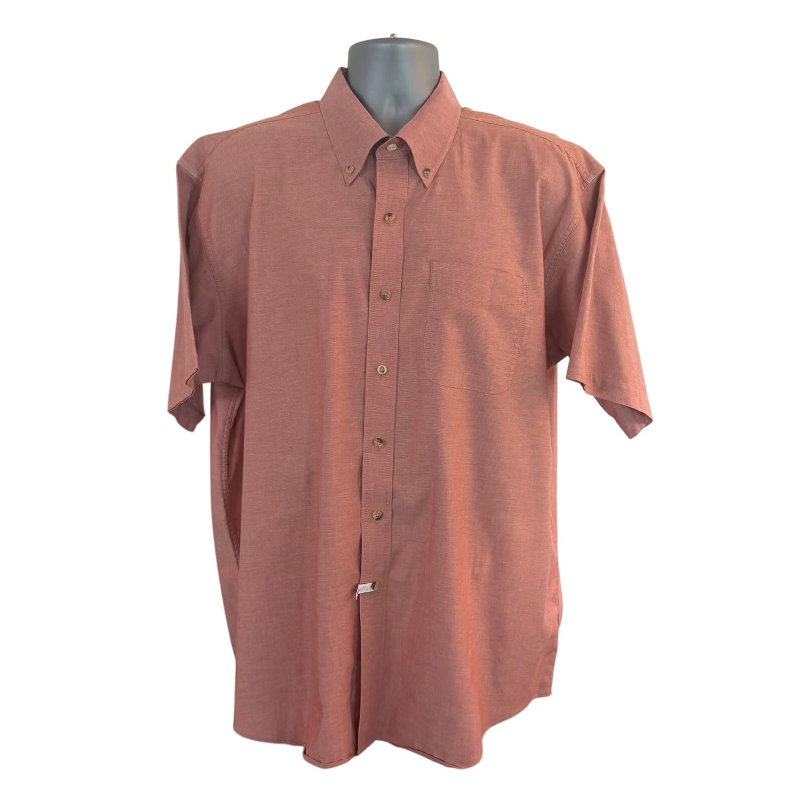 L.L.Bean Men's XL Reg Salmon Short Sleeve Button Front Oxford Shirt 100% Cotton