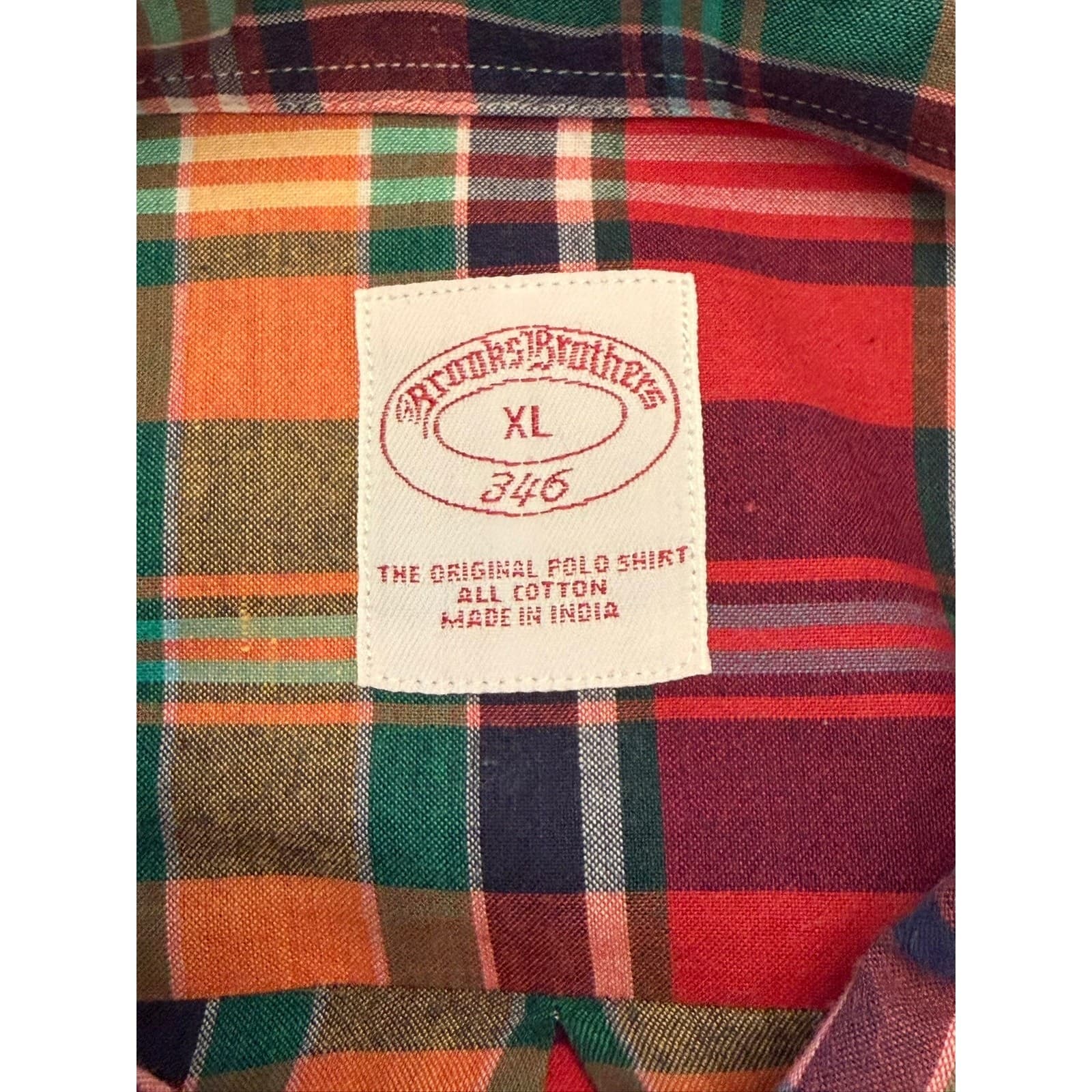 Brooks Brothers 346 Men's XL Red Plaid Button Front Shirt 100% Cotton Classic - Thumbnail 5