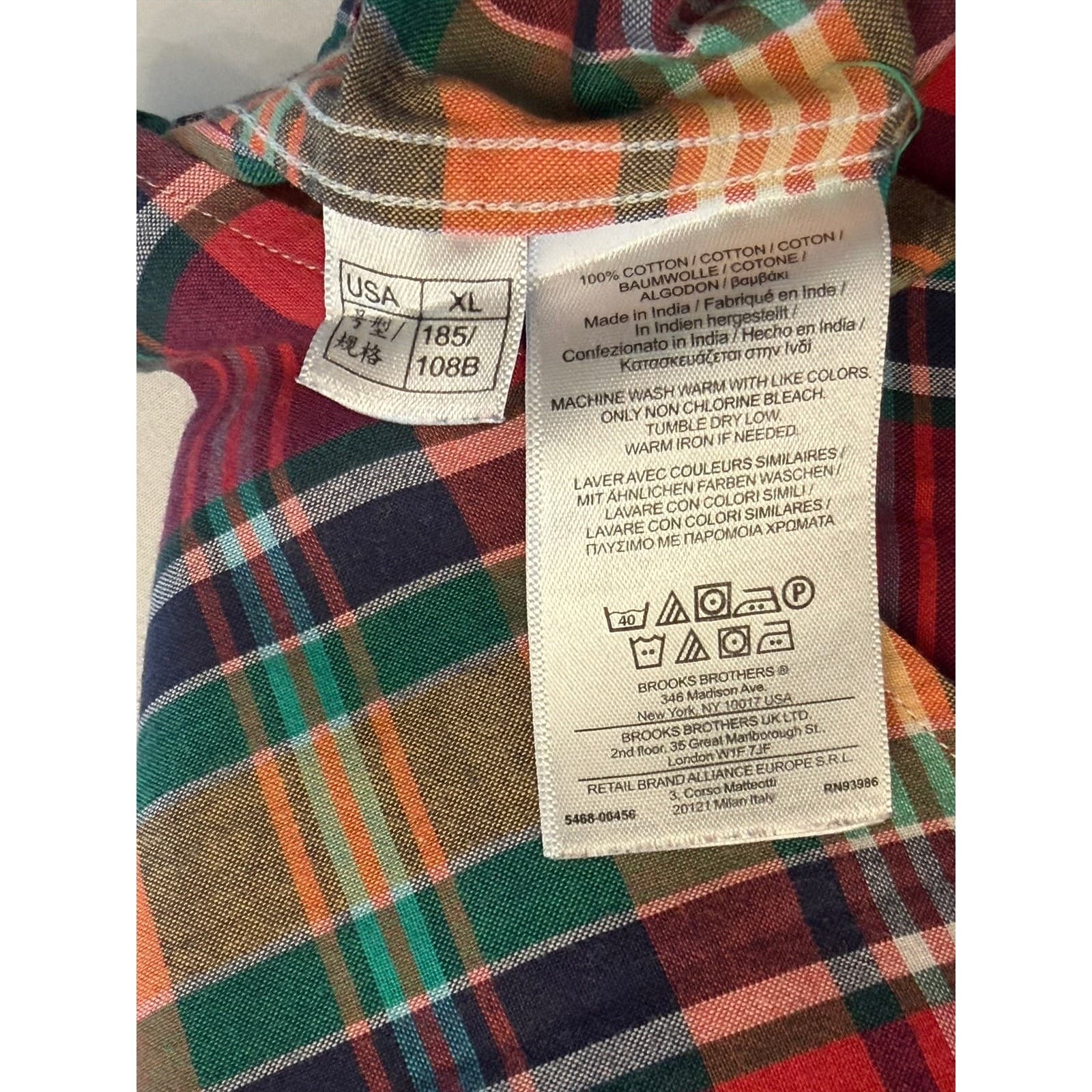 Brooks Brothers 346 Men's XL Red Plaid Button Front Shirt 100% Cotton Classic - Thumbnail 6