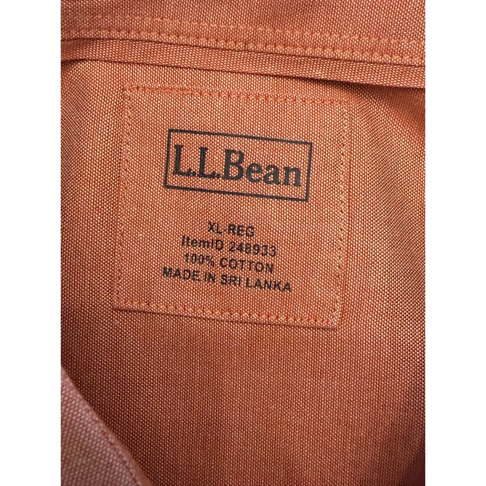 L.L.Bean Men's XL Reg Salmon Short Sleeve Button Front Oxford Shirt 100% Cotton - Thumbnail 4