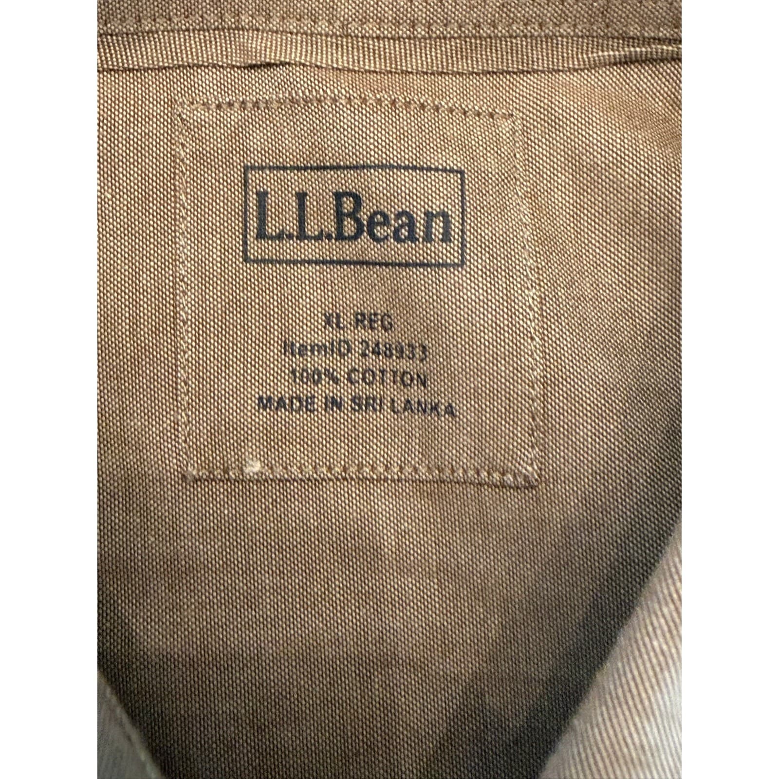 L.L.Bean Men's XL Regular Button Front Short Sleeve Shirt Taupe Cotton Oxford - Thumbnail 4