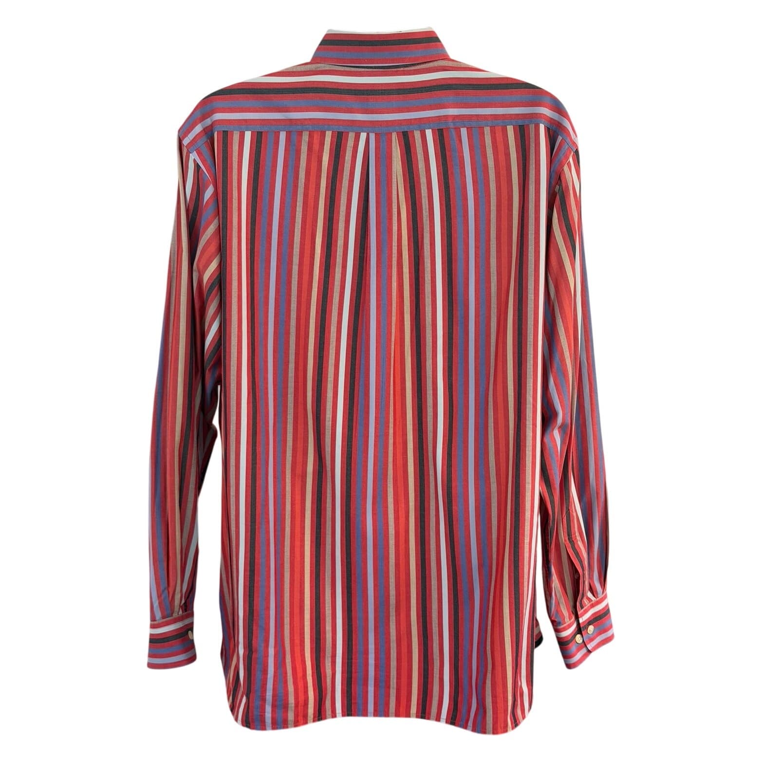 GAP Classic Men's XL Red Blue Striped Button Front Shirt Long Sleeve Cotton - Thumbnail 3