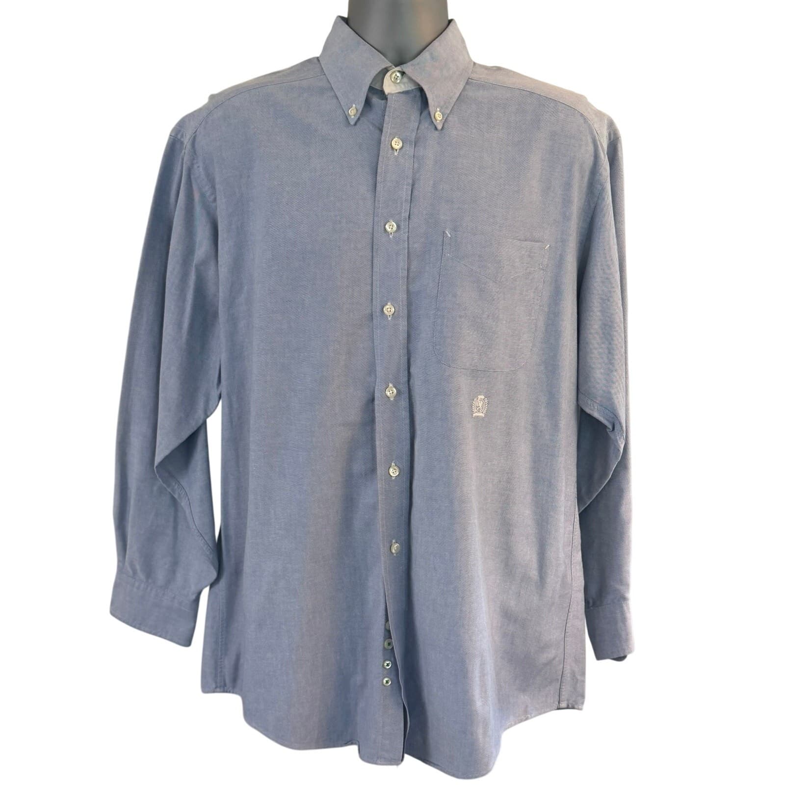 Tommy Hilfiger Oxford Dress Shirt Mens 16-34 Blue Button Down 100% Cotton