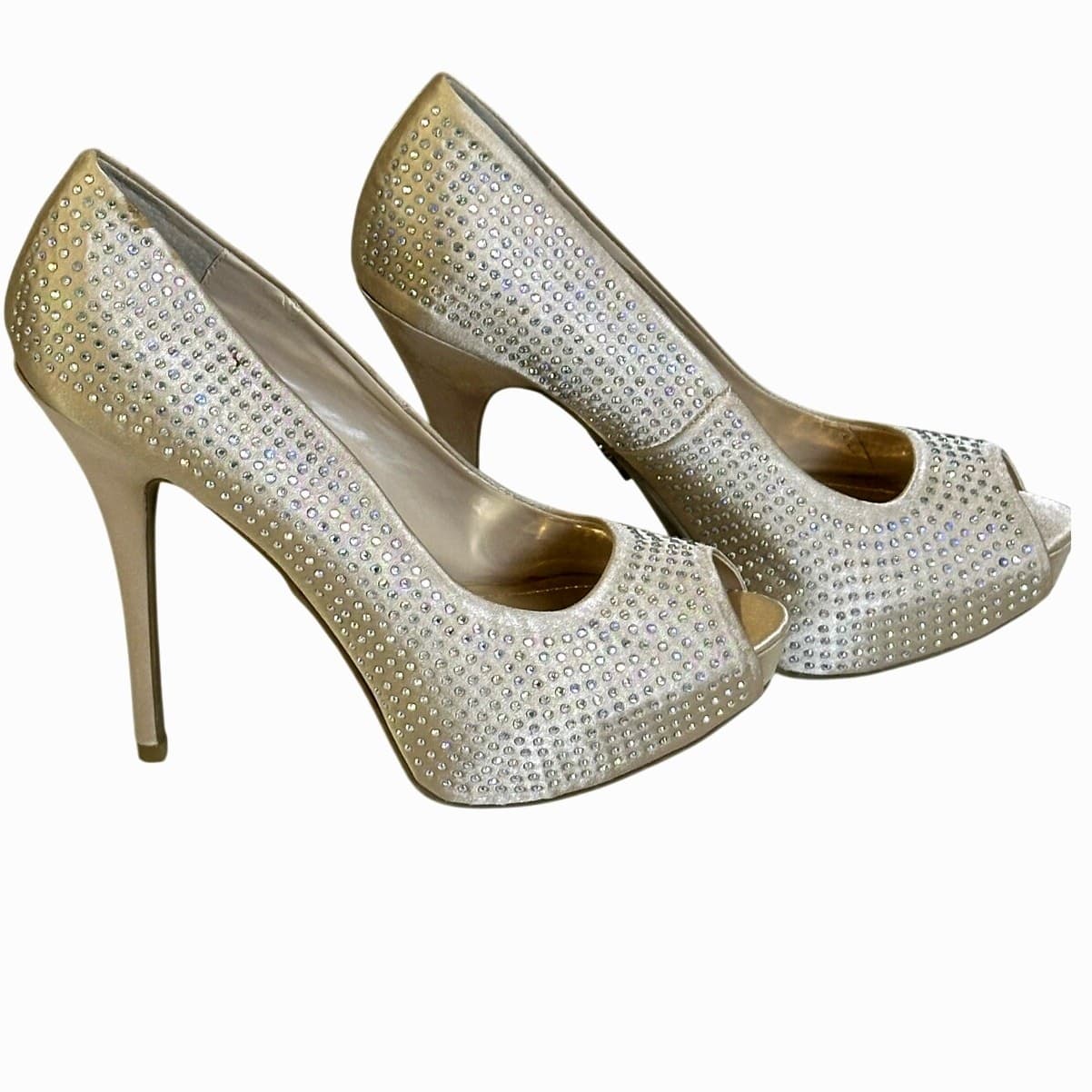 JLo Crystal Stilettos Peep Toe Design by Jennifer Lopez, Size 8 M - Thumbnail 2
