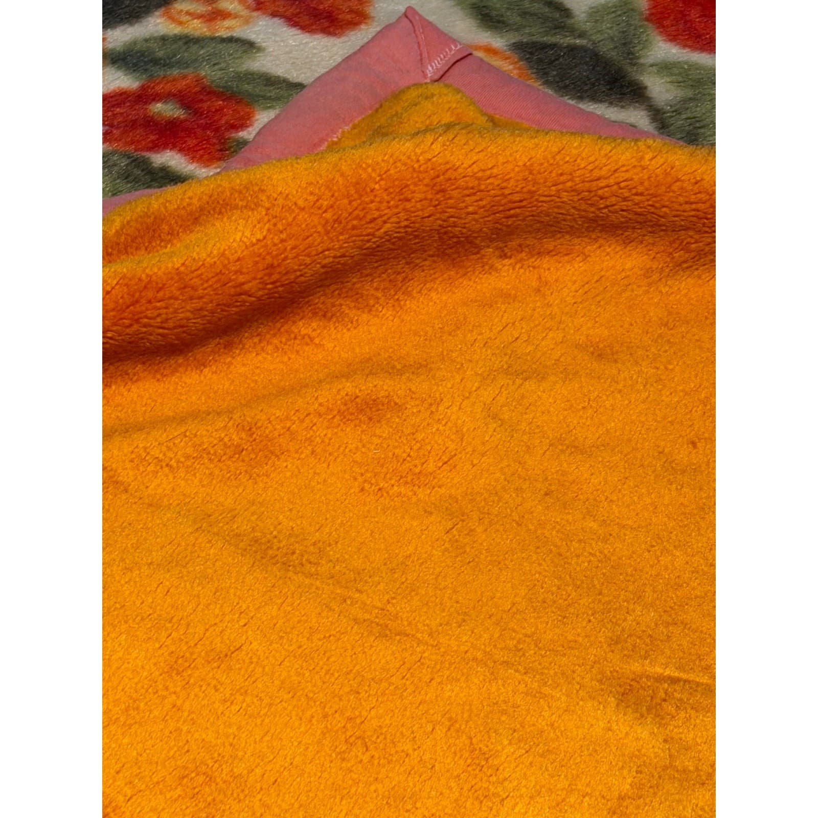 Vintage Korean Faux Mink Blanket Floral Roses Plush Heavy Soft 65x85 Retro - Thumbnail 5