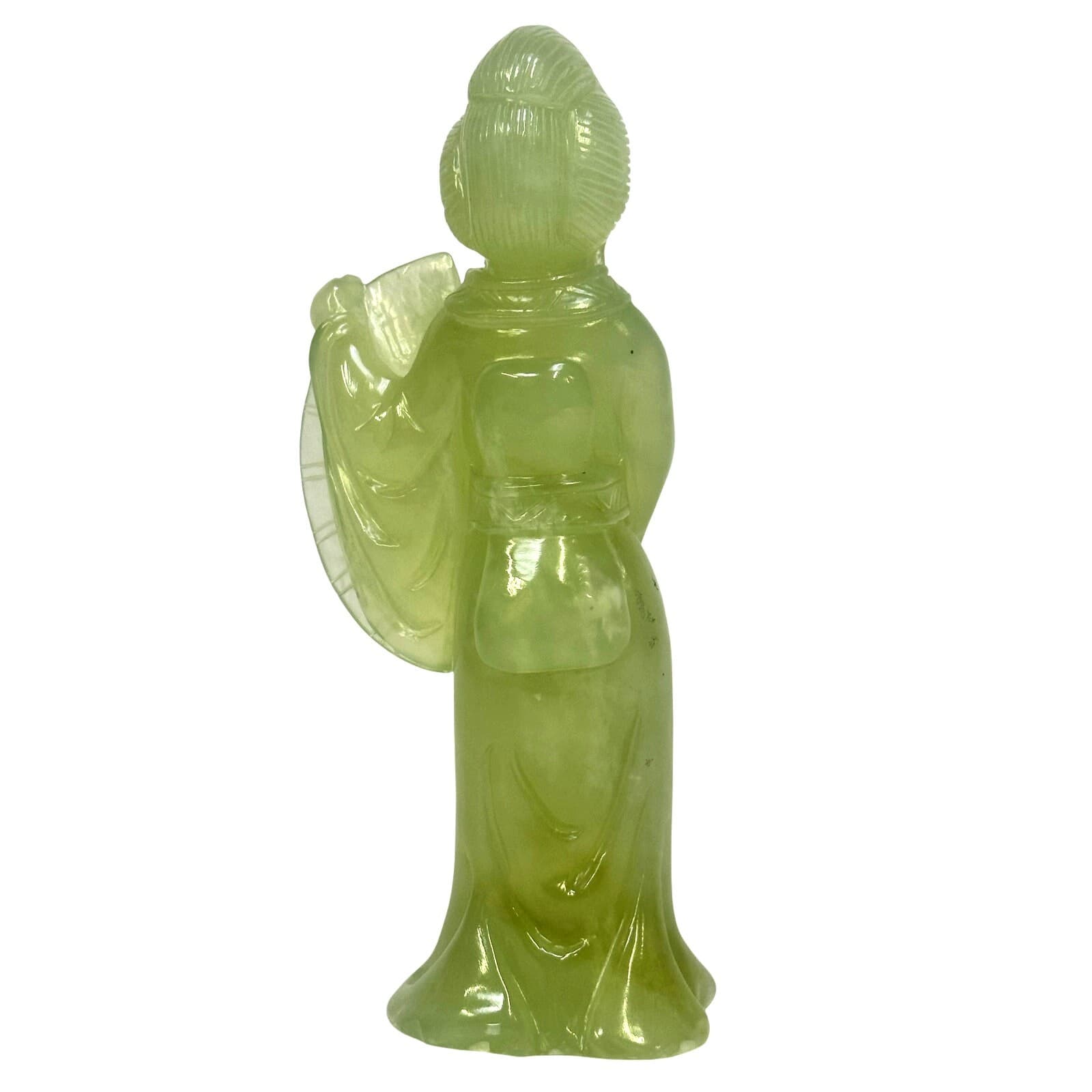 Chinese Light Jade Vintage 1930's Female 6.5" Figurine-Excellent Stunning - Thumbnail 3