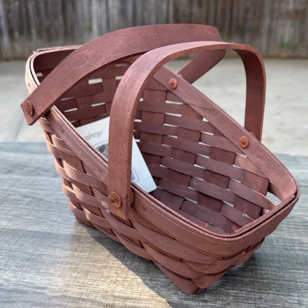 Longaberger Sleigh Basket Brown Double Handle Gathering Basket USA