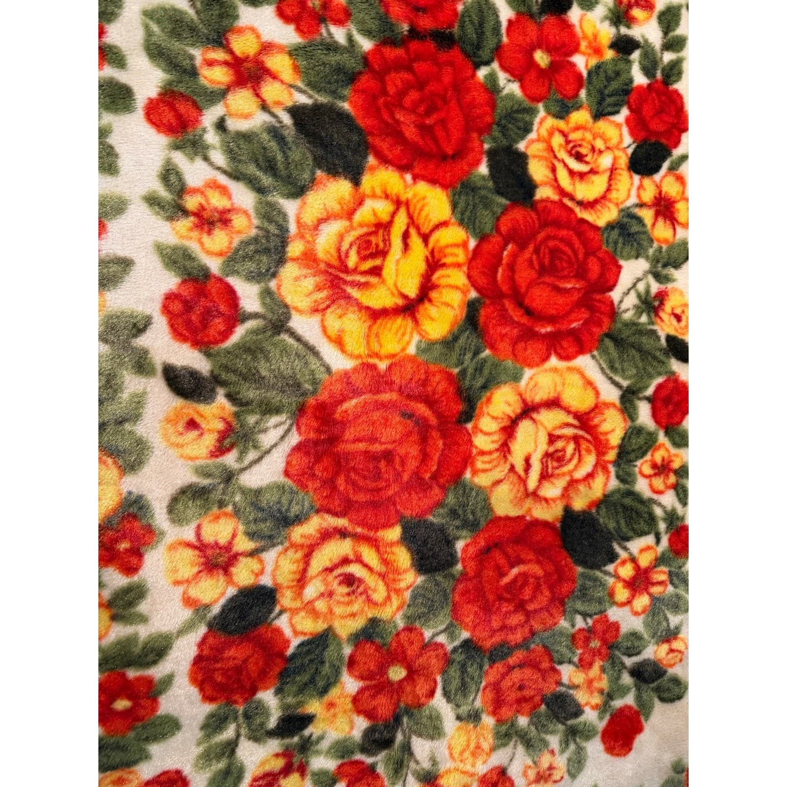 Vintage Korean Faux Mink Blanket Floral Roses Plush Heavy Soft 65x85 Retro - Thumbnail 2