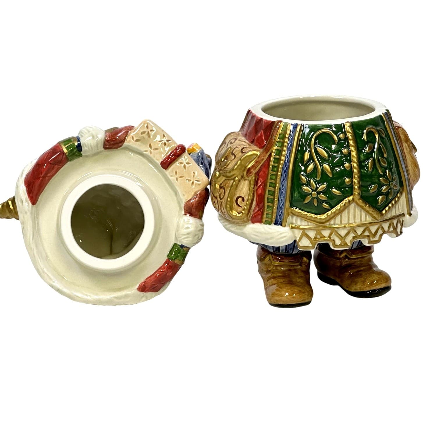 Fitz and Floyd Retired 'Jolly Ole St. Nick' 8" Candy/Trinket Box w/Lid-Excellent - Thumbnail 6