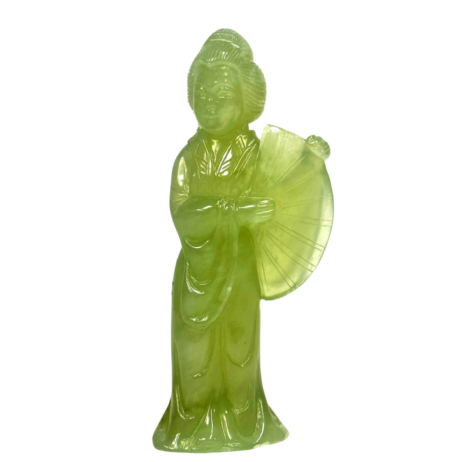 Chinese Light Jade Vintage 1930's Female 6.5" Figurine-Excellent Stunning