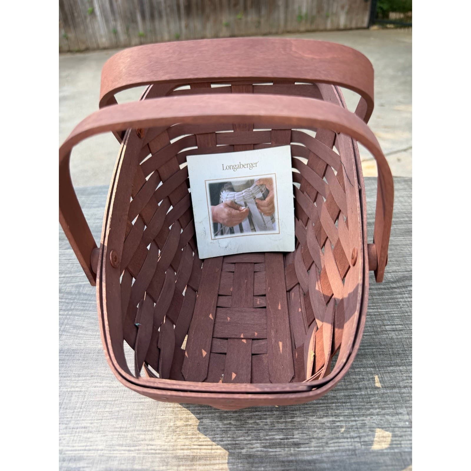 Longaberger Sleigh Basket Brown Double Handle Gathering Basket USA - Thumbnail 2