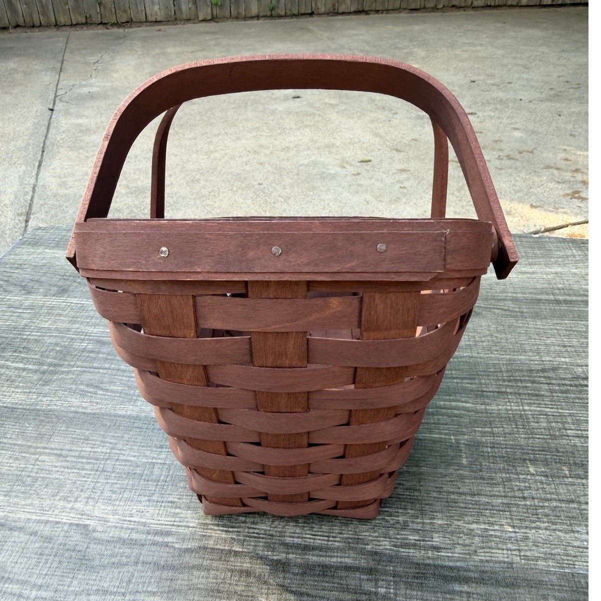 Longaberger Sleigh Basket Brown Double Handle Gathering Basket USA - Thumbnail 5