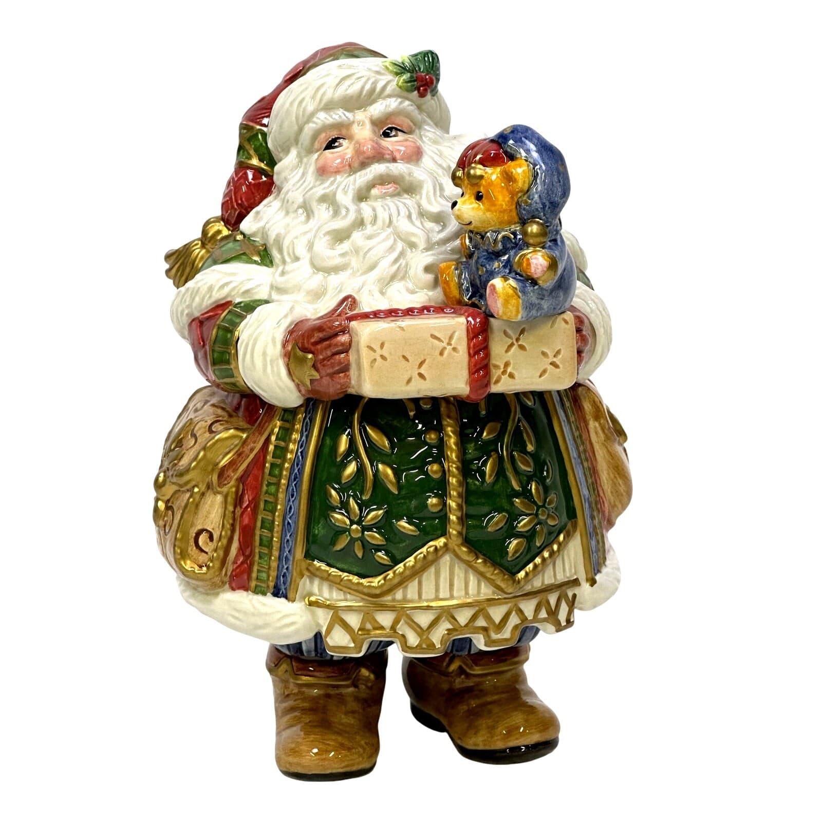 Fitz and Floyd Retired 'Jolly Ole St. Nick' 8" Candy/Trinket Box w/Lid-Excellent