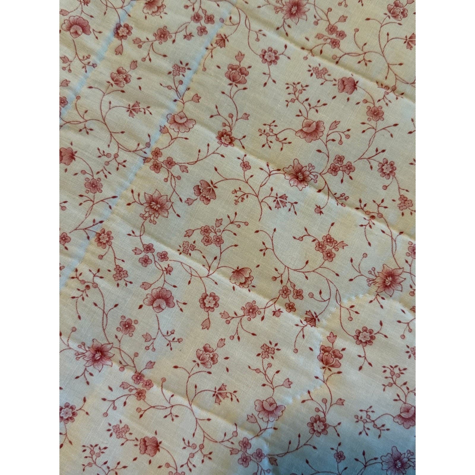 Vintage Handmade Lone Star / Starburst Quilt – Blue & Pink Floral Cottage Style - Thumbnail 5