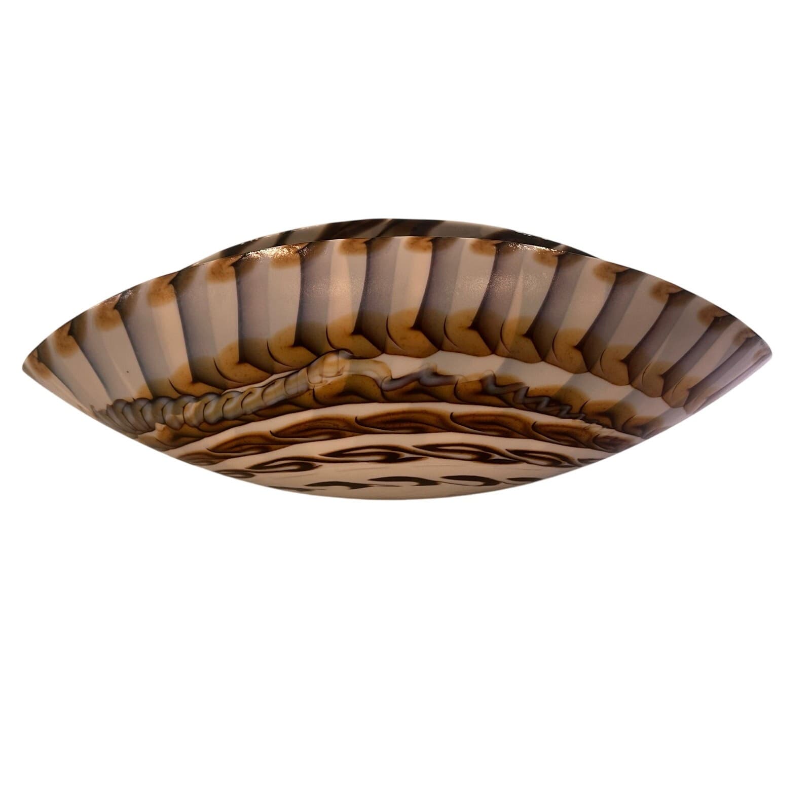 Murano Art Glass Folded Seashell 20.75" Iridescent Brown White Blue Centerpiece - Thumbnail 7